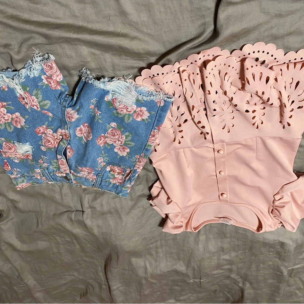 Floral Pink and Blue Kids Matching Set